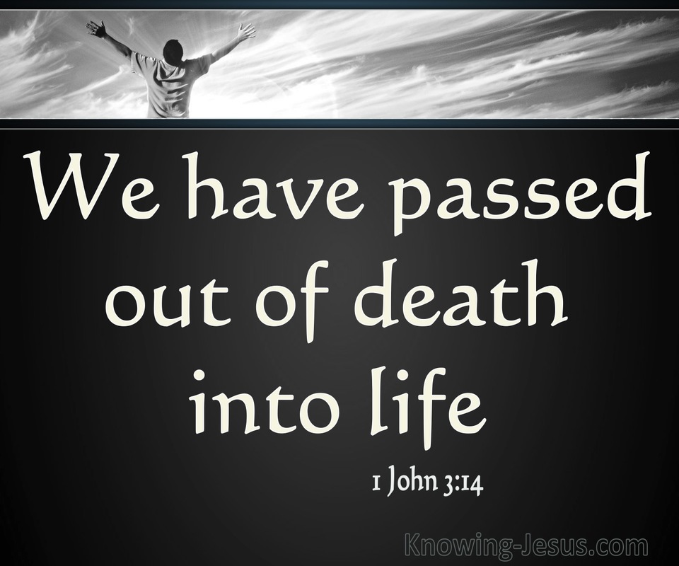 1 John 3:14 He Who Does Not Love Abides In Death (white)